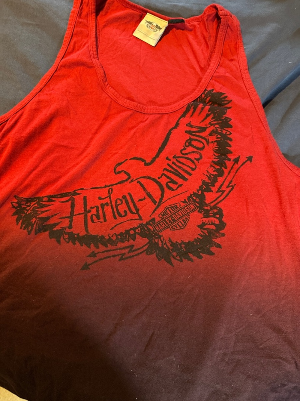 Harley-Davidson Red and Black Ombre Eagle Tank Top